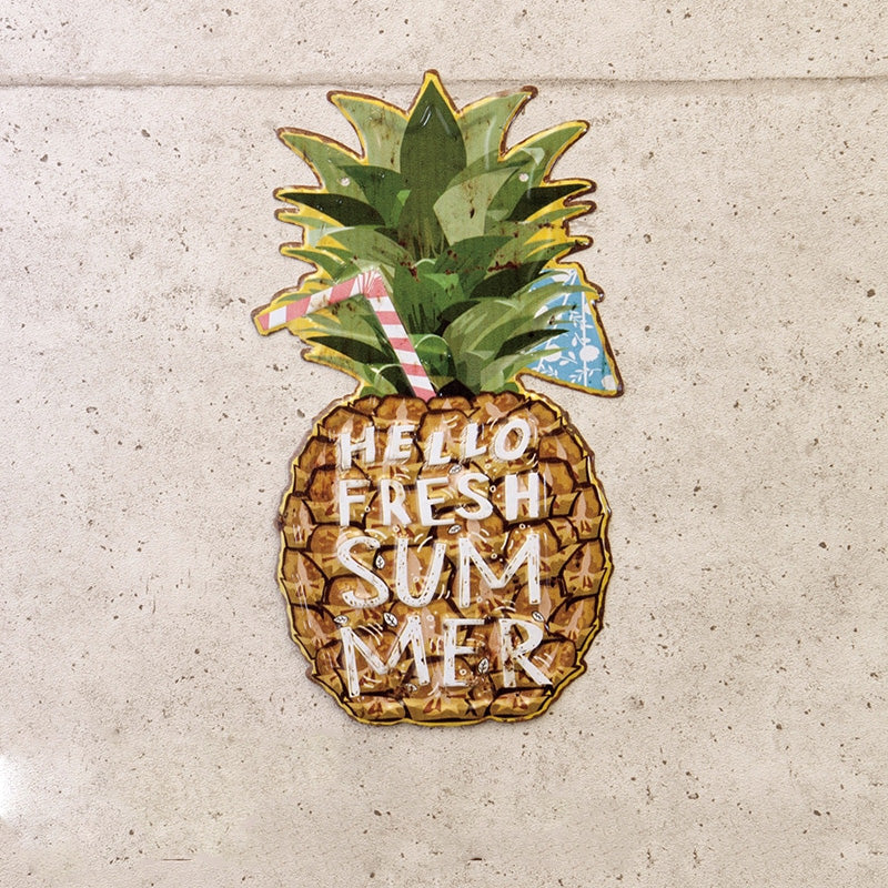 ハワイアンイラスト看板 パイナップル エンボス加工 凹凸のある