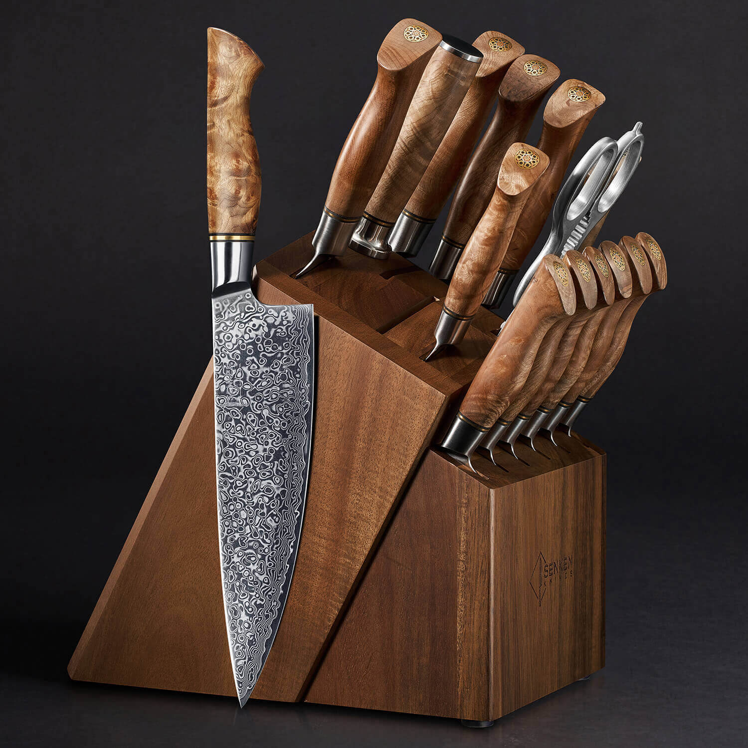 Dynasty 16-Piece Japanese VG10 Damascus Knife Block Set — with Sycamor