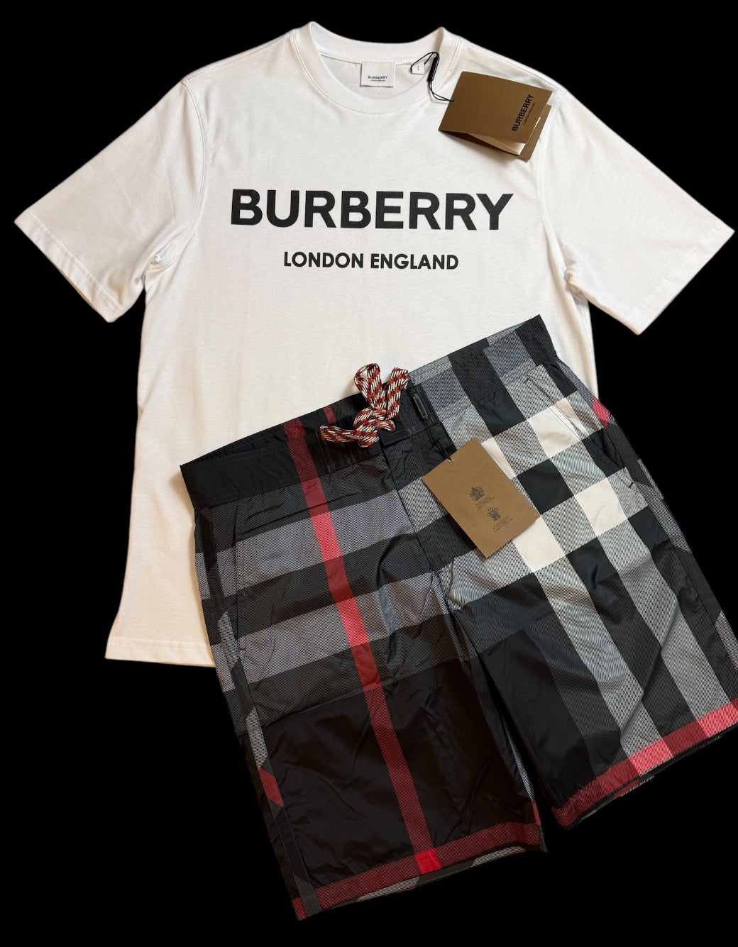 BURBERRY TSHIRT & SHORTS FULL SET - WHITE / NAVY – SGN CLOTHING