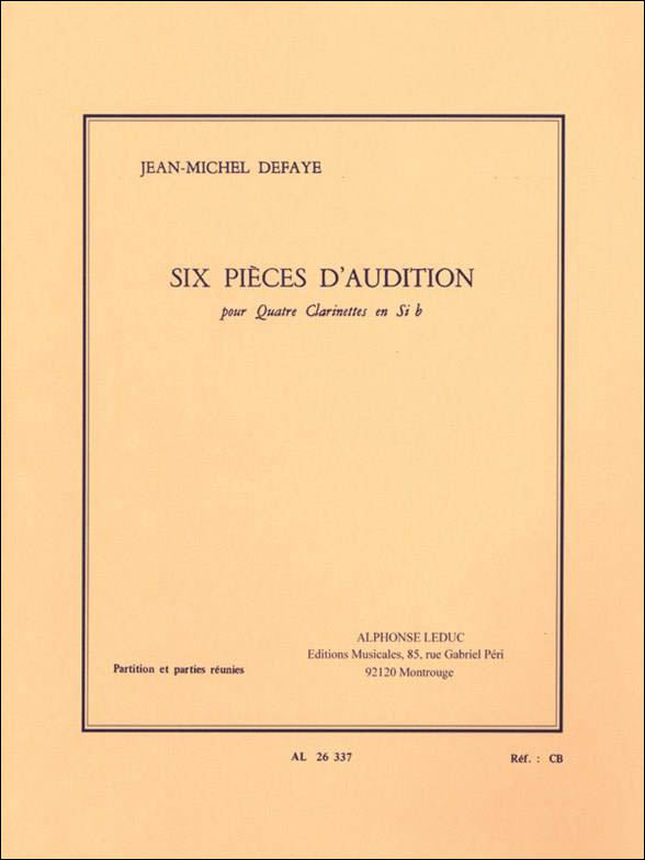 ドゥファイ：オーディションのための6つの小品 【輸入：クラリネット