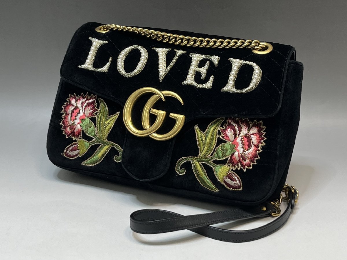 GUCCI グッチ GGマーモント LOVED ベルベット チェーン ショルダー