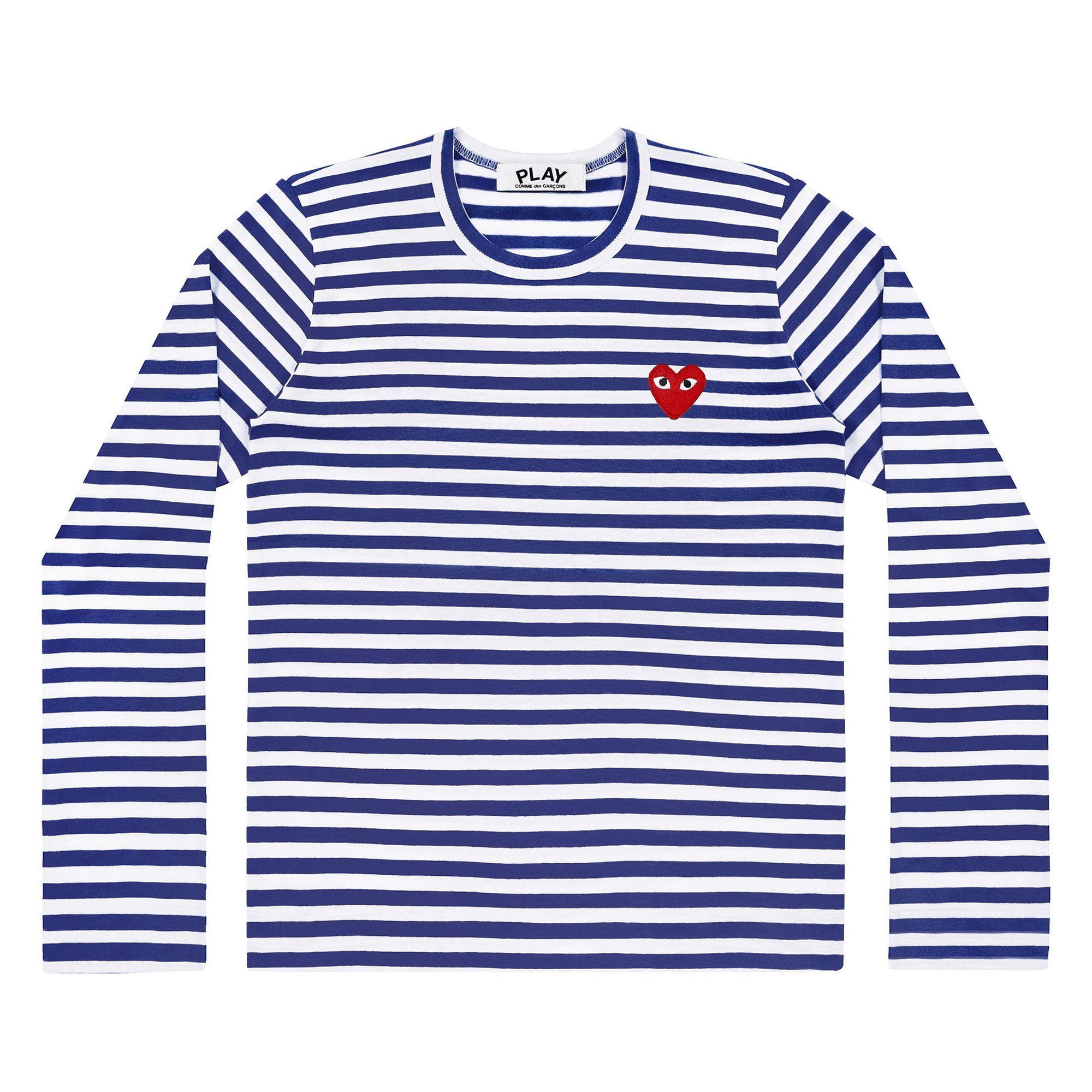 PLAY COMME des GARÇONS: STRIPED L/S T-SHIRT (BLUE/WHITE) | DSMG E-SHOP