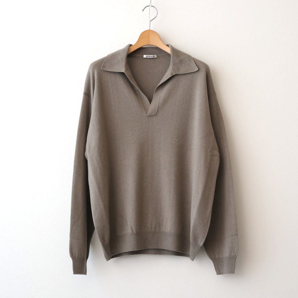 SUPER FINE CASHMERE SILK KNIT SKIPPER POLO #KHAKI BROWN [A26SP02SC