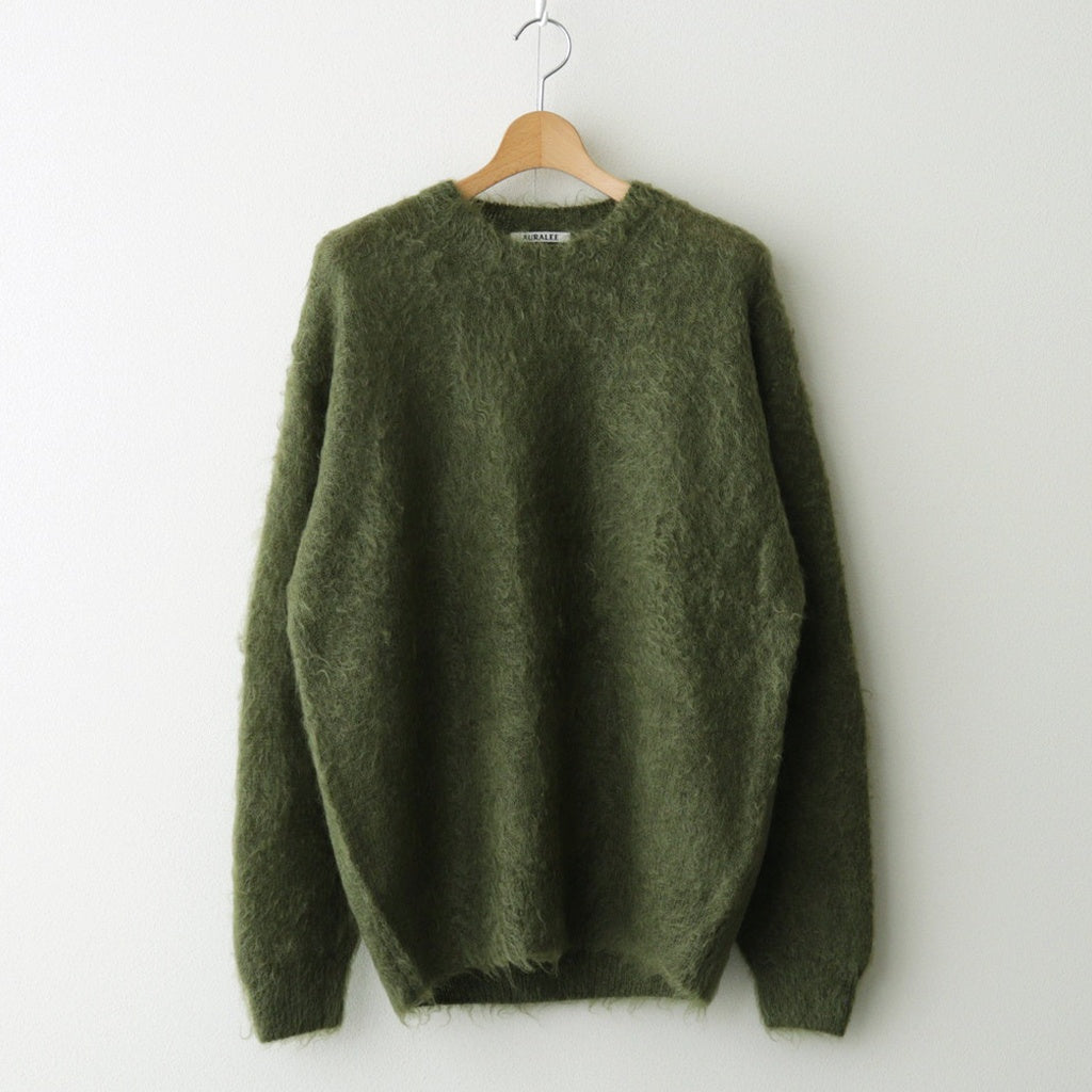 BRUSHED SUPER KID MOHAIR KNIT P/O #OLIVE [A25AP02KM] – ciacura