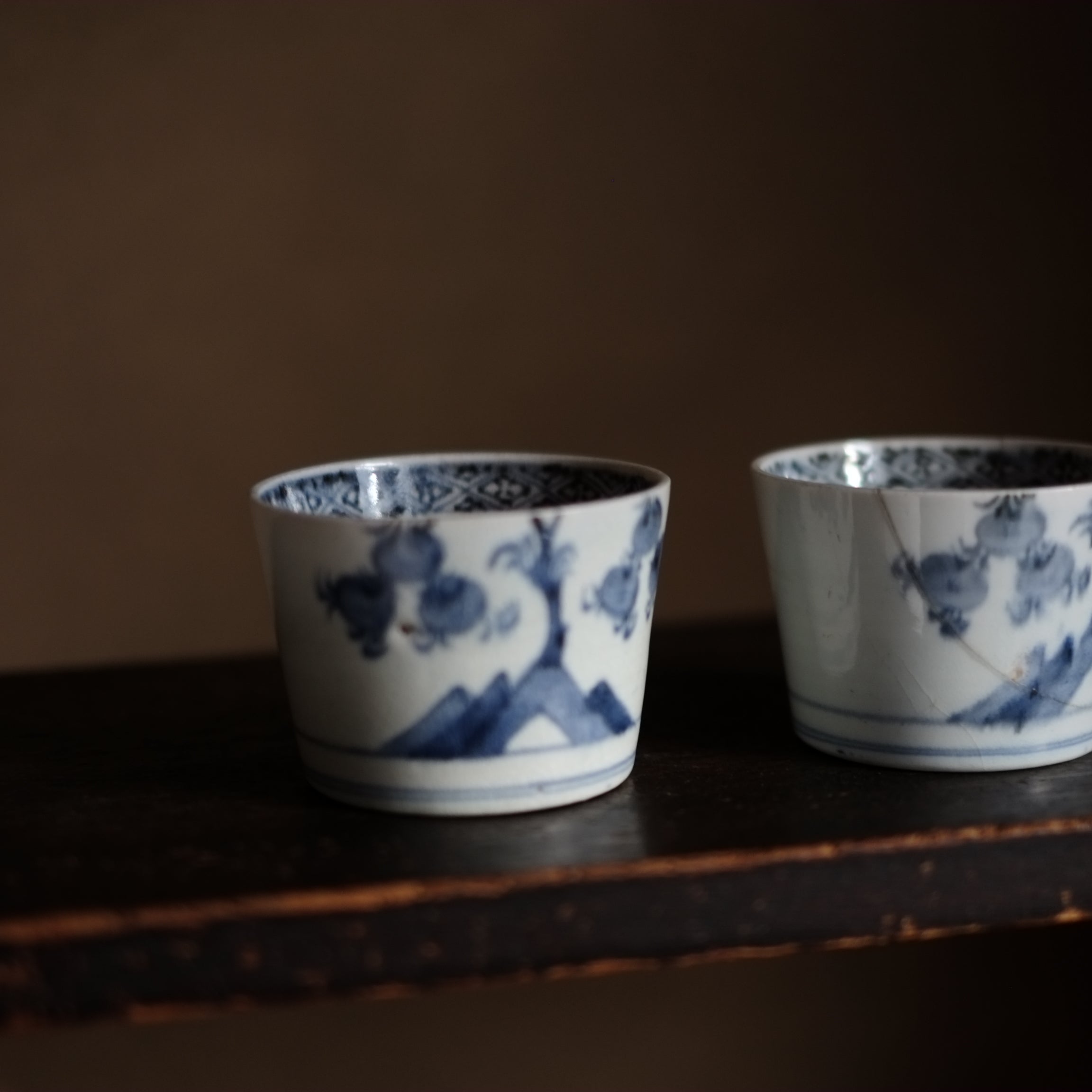 古伊万里美濃太白菊半筒猪口御深井江戸時代B 古伊万里美濃太白菊半筒