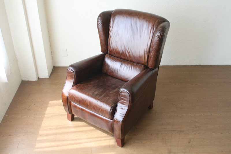 Halo ヴィンテージレザー ウィングリクライニングチェア｜アンティーク