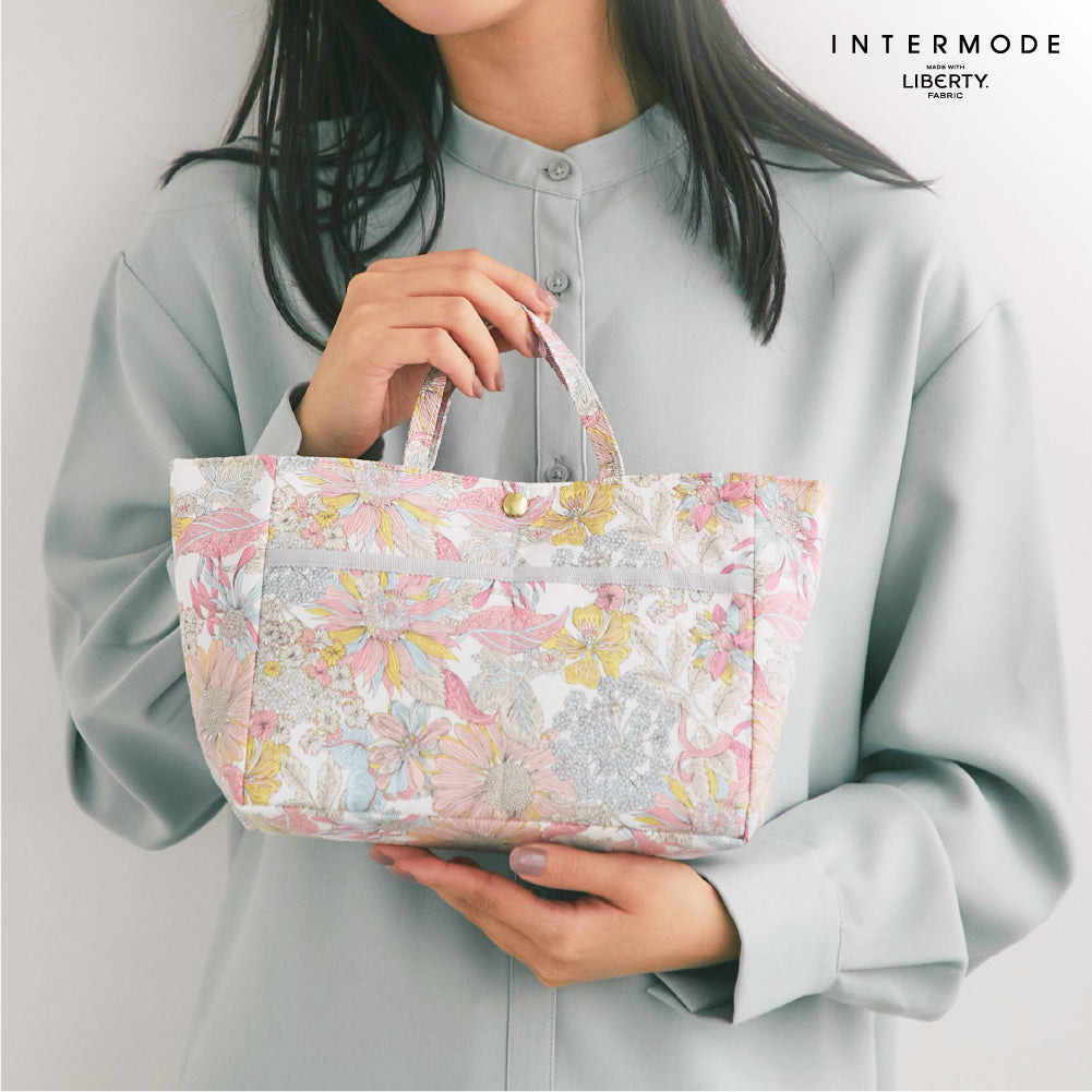 601mg4☆伊と忠謹製 利休バッグ 七宝繋ぎ パステルカラー☆美品 楽天