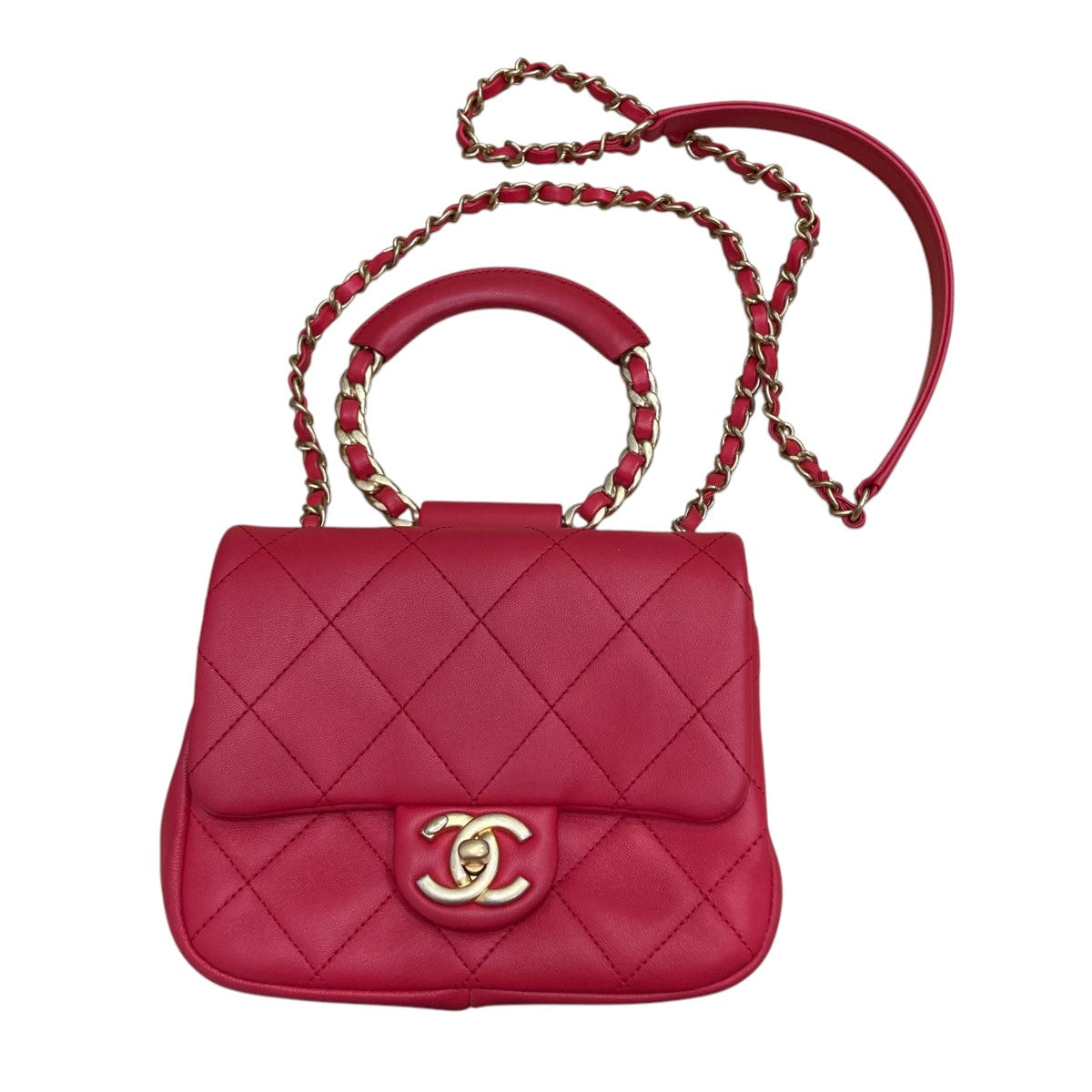 CHANEL(シャネル) ラムスキン ラウンドハンドル チェーンショルダー