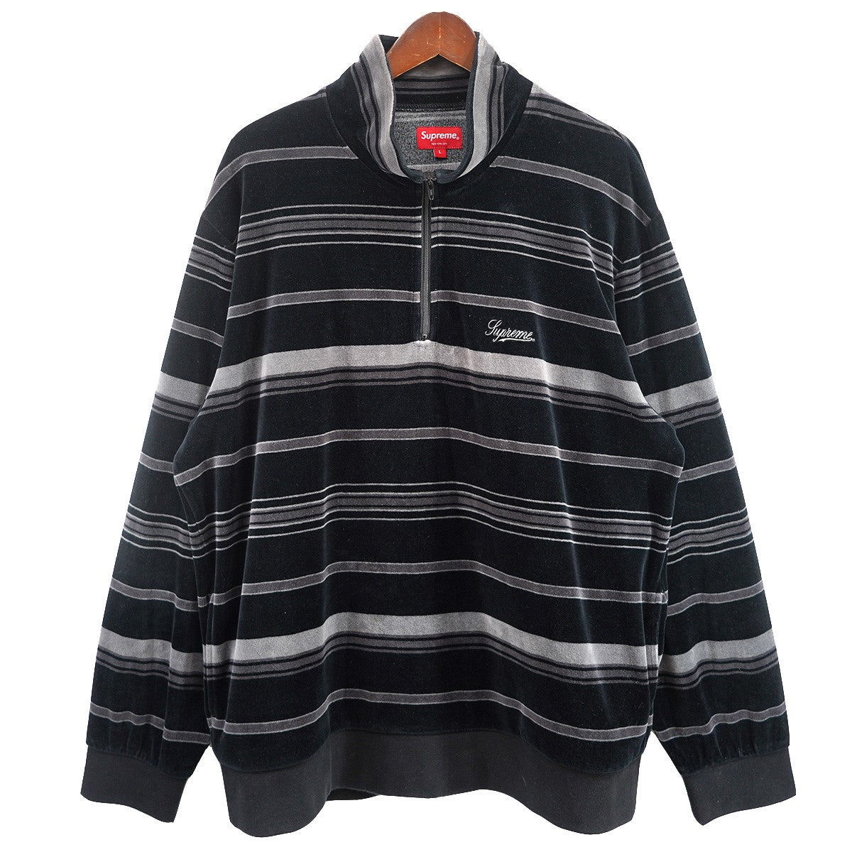 Supreme(シュプリーム) 20AW Stripe Velour Half Zip Pulloverロゴ