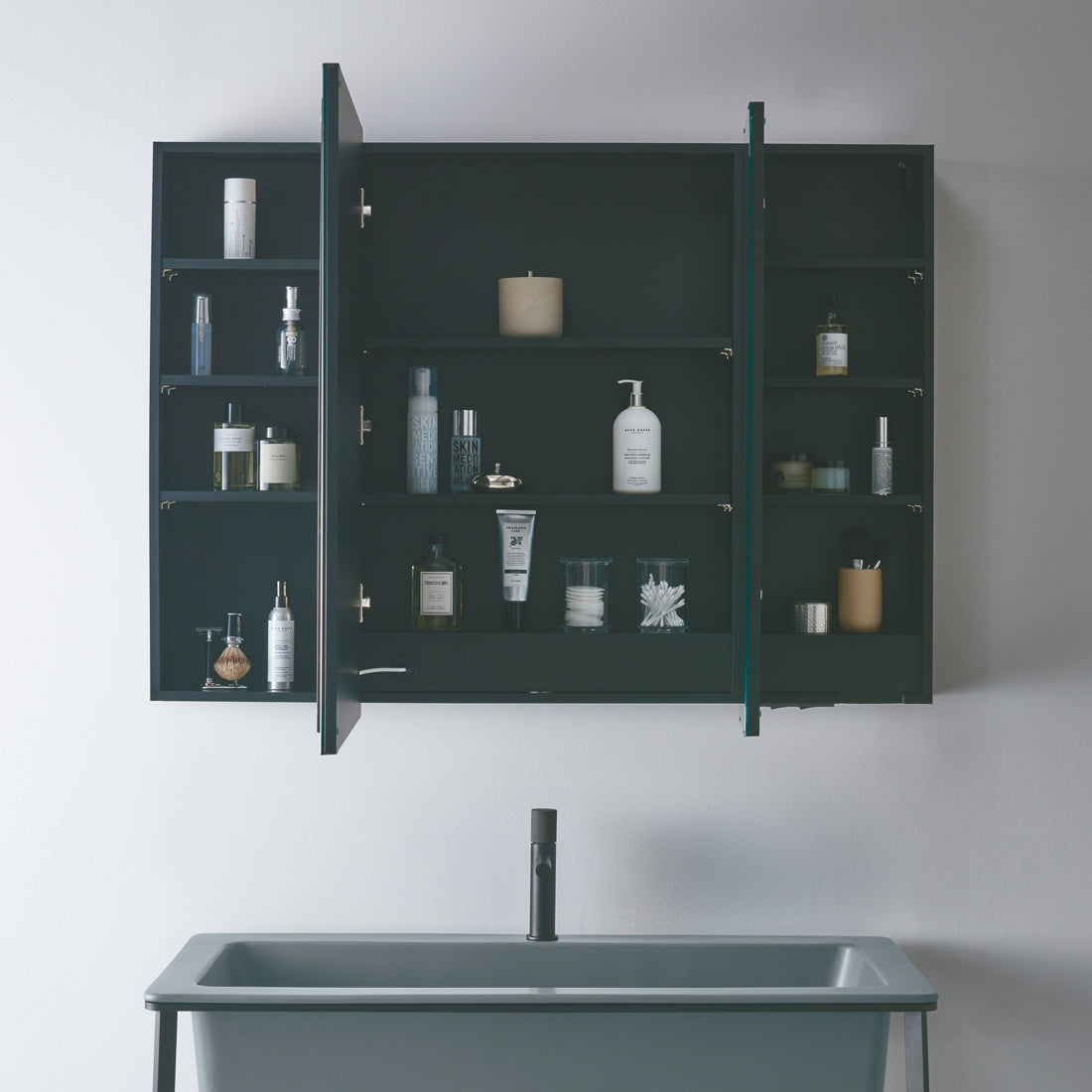 LED一体型ミラーキャビネット 曇り止めヒーター付き 一面鏡 三面鏡