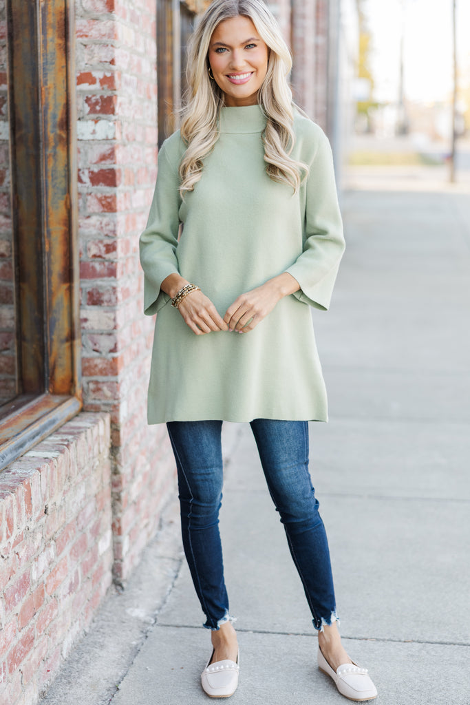 With Ease Sage Green Mock Neck Sweater Tunic – Shop the Mint