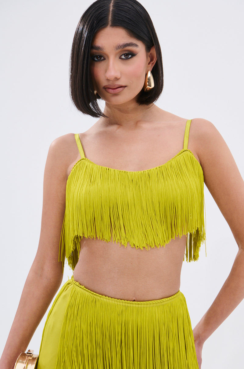 OH SO FRINGE TOP IN GREEN – AKIRA