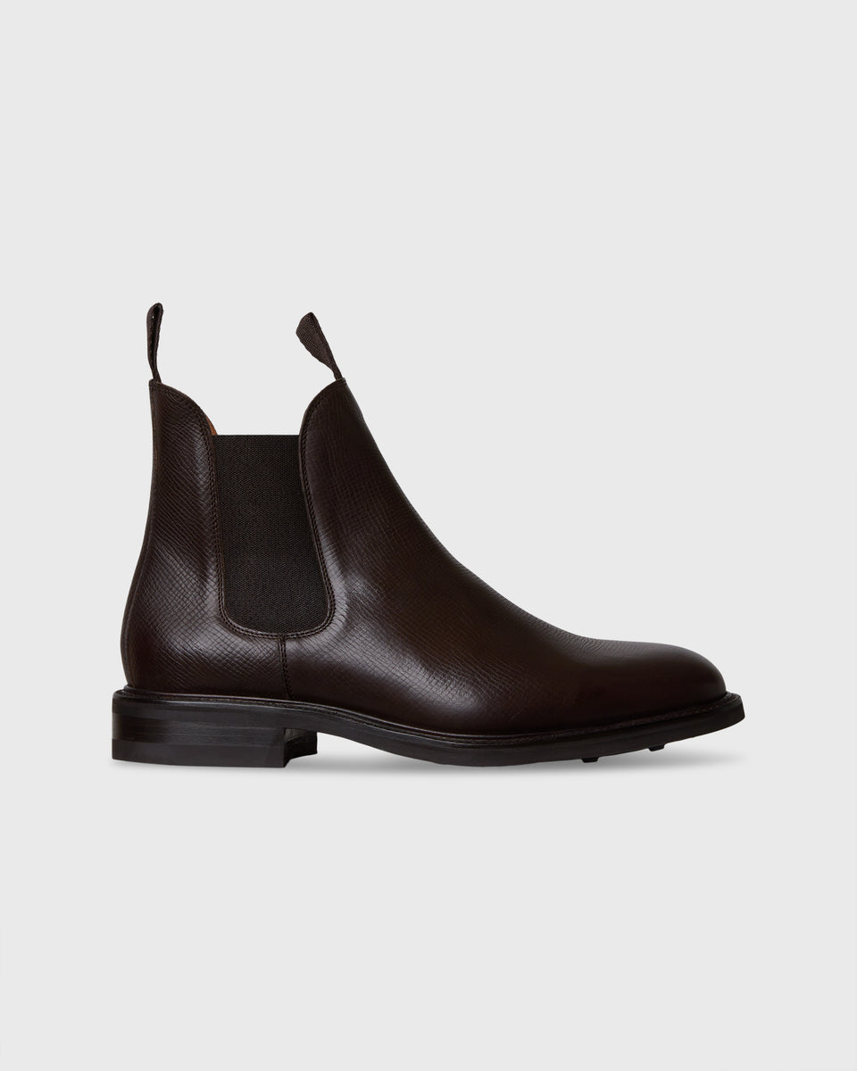 Chelsea Boot in Dark Brown Utah Grain Calfskin | Shop Sid Mashburn