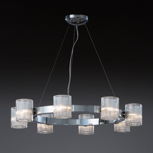 FLARE 8灯 ワイヤー吊 クローム/クリア Φ800mm - YAMAGIWA OnlineStore