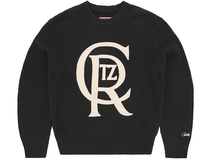 Corteiz Crest Knit Sweater Black – SNKRZ GARDEN