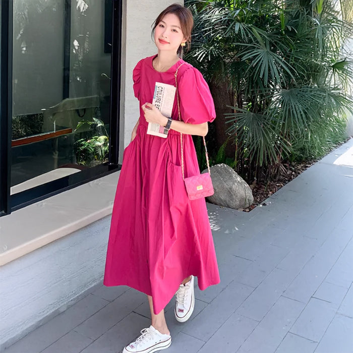 バックウエストカットワンピース（ピンク）春/夏 さりげない肌見せデザイン