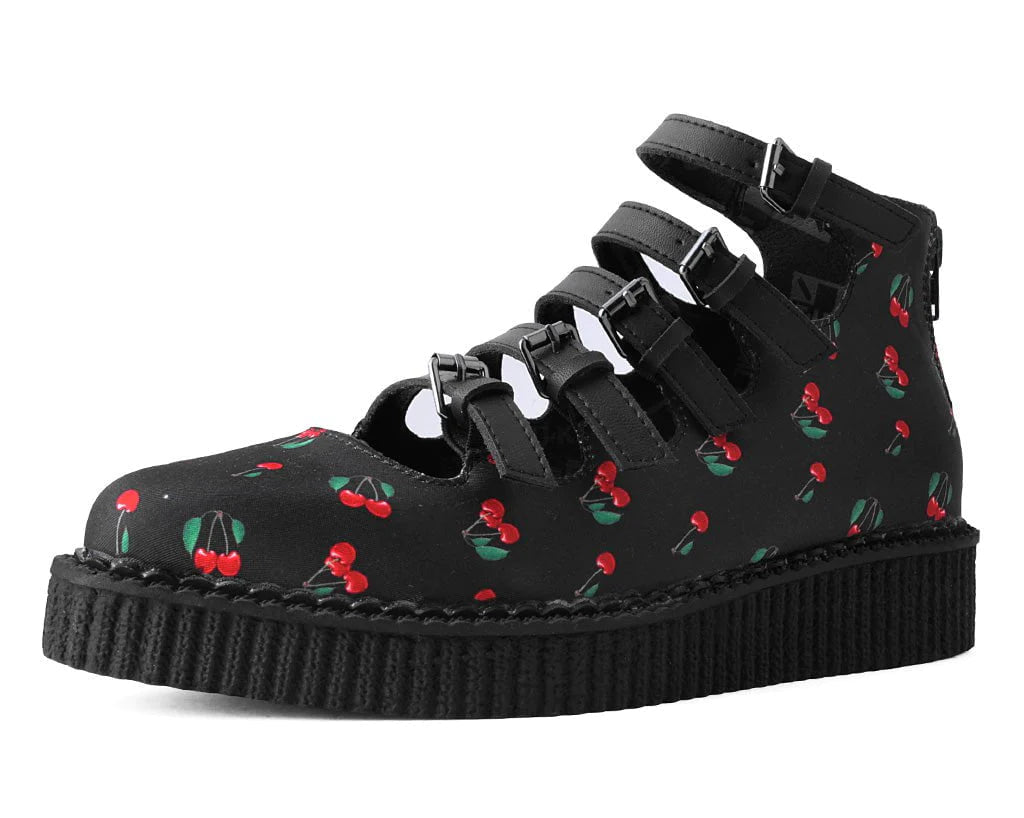 Black Cherry Print Multi-Strap Pointed Mary Jane – T.U.K. Footwear