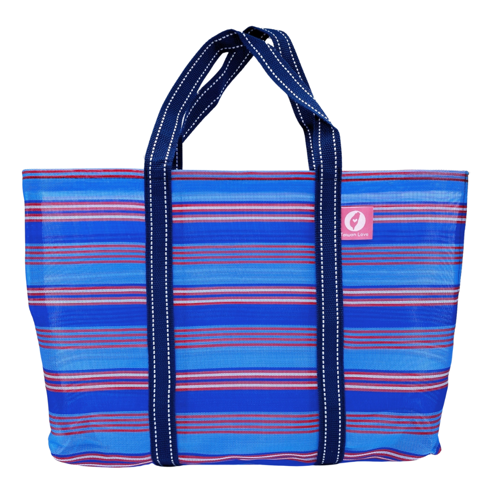 Taiwan Love オリジナル ブルーボーダー 台湾漁師網バッグ ナイロン