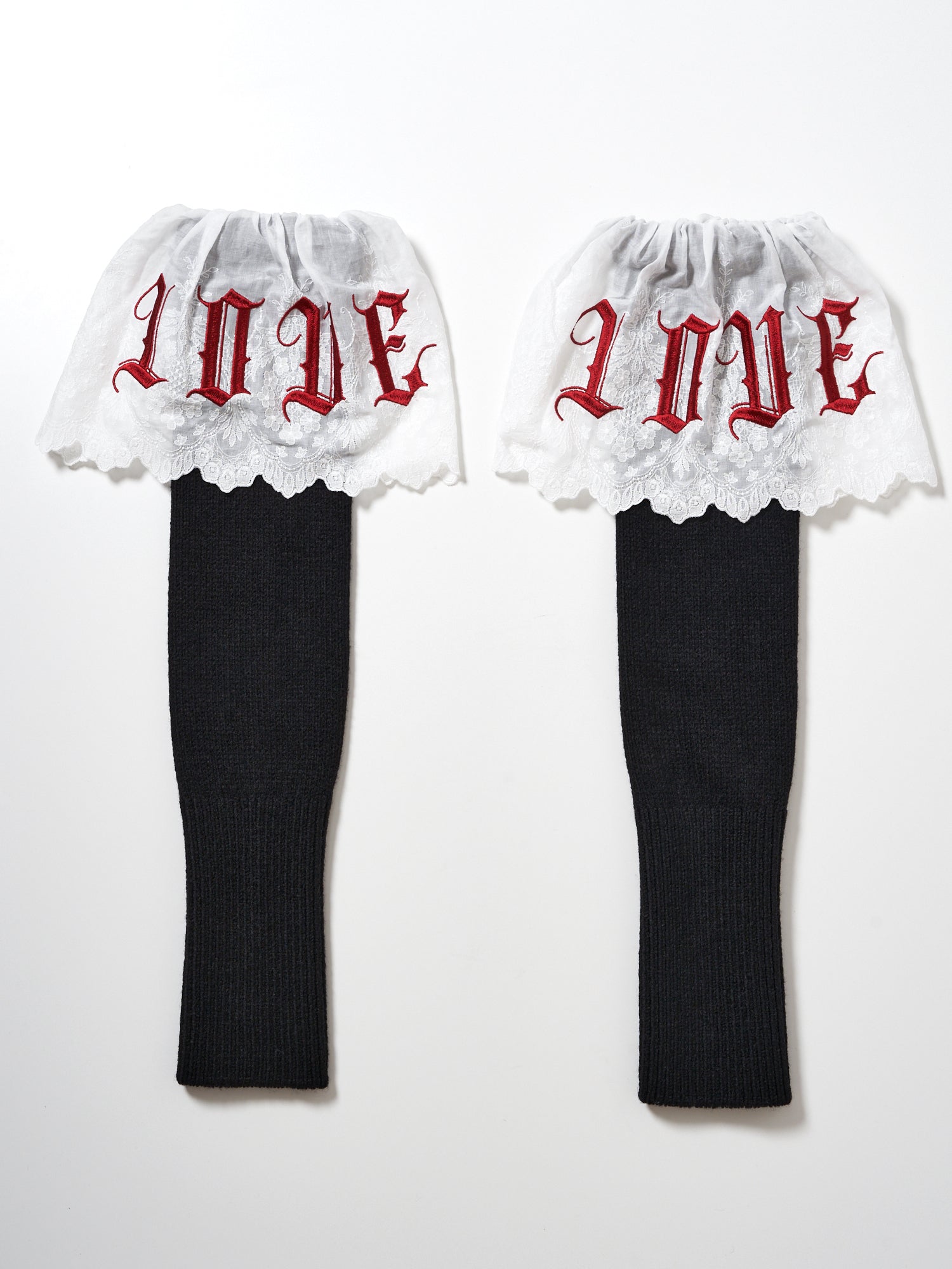 tanakadaisuke red LOVE arm warmer black