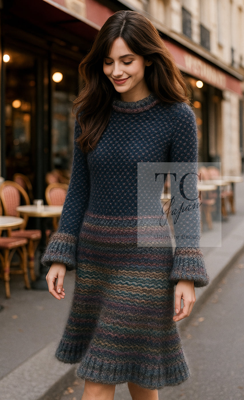 シャネル ワンピース CHANEL ネイビー ミックス メタリック ニット