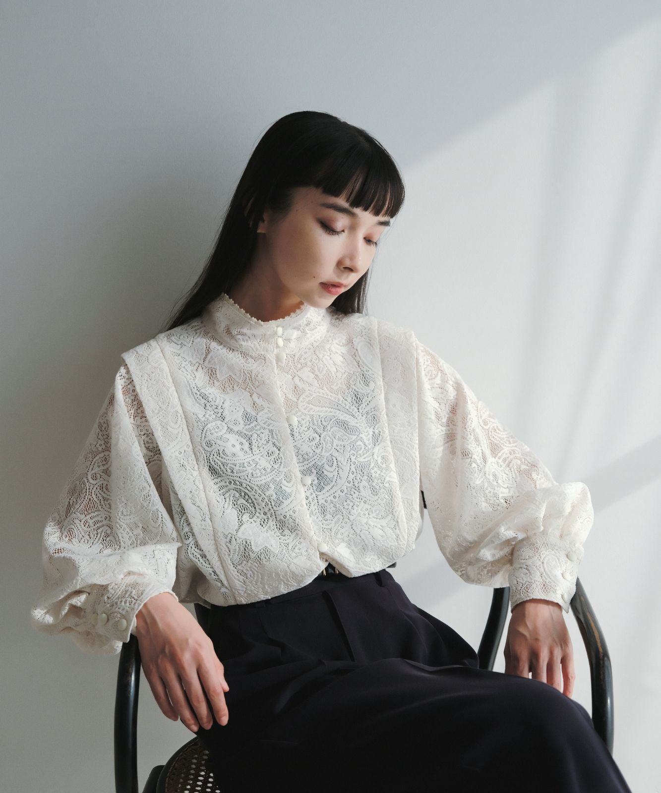 ≪通常販売≫front tuck lace blouse（フロントタックレースブラウス