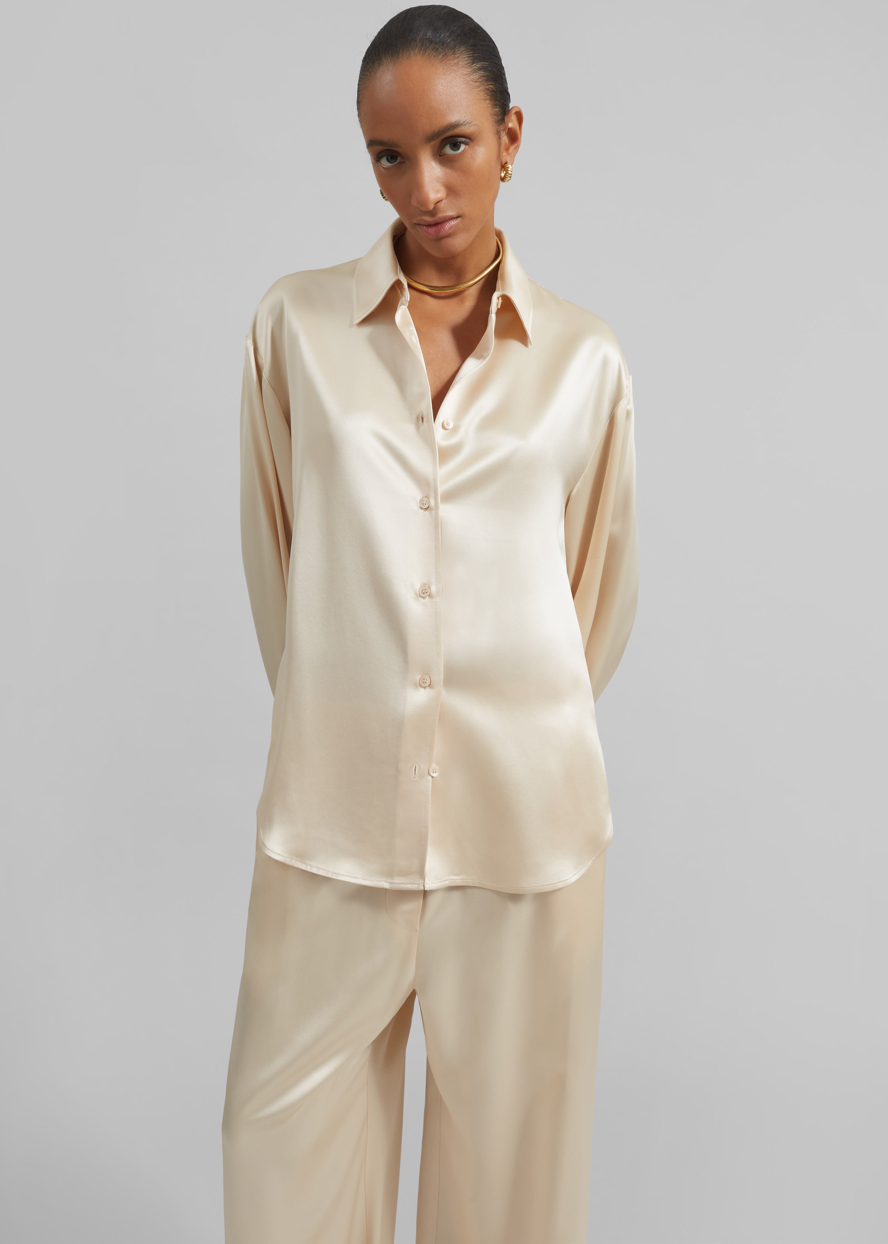 Peri Satin Shirt - Champagne – The Frankie Shop