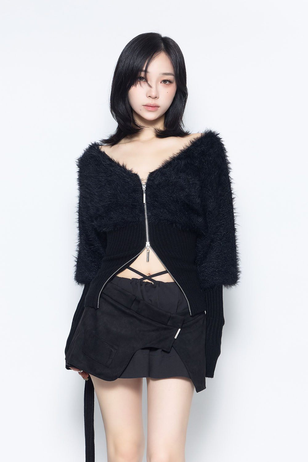 THEREDTHREAD / ザレッドスレッド】S contrast zip knit