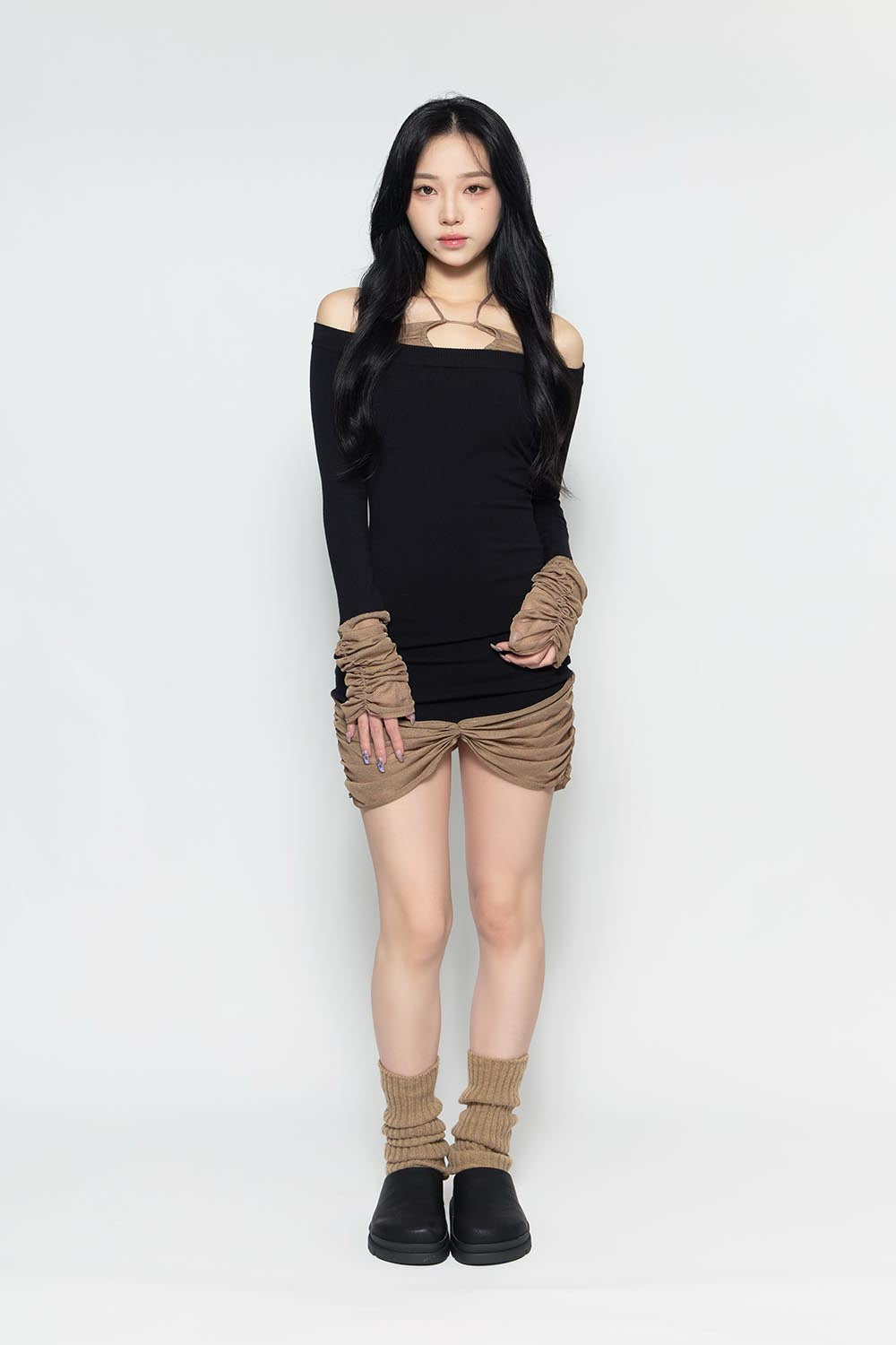 THEREDTHREAD / ザレッドスレッド】S sheer docked dress mini