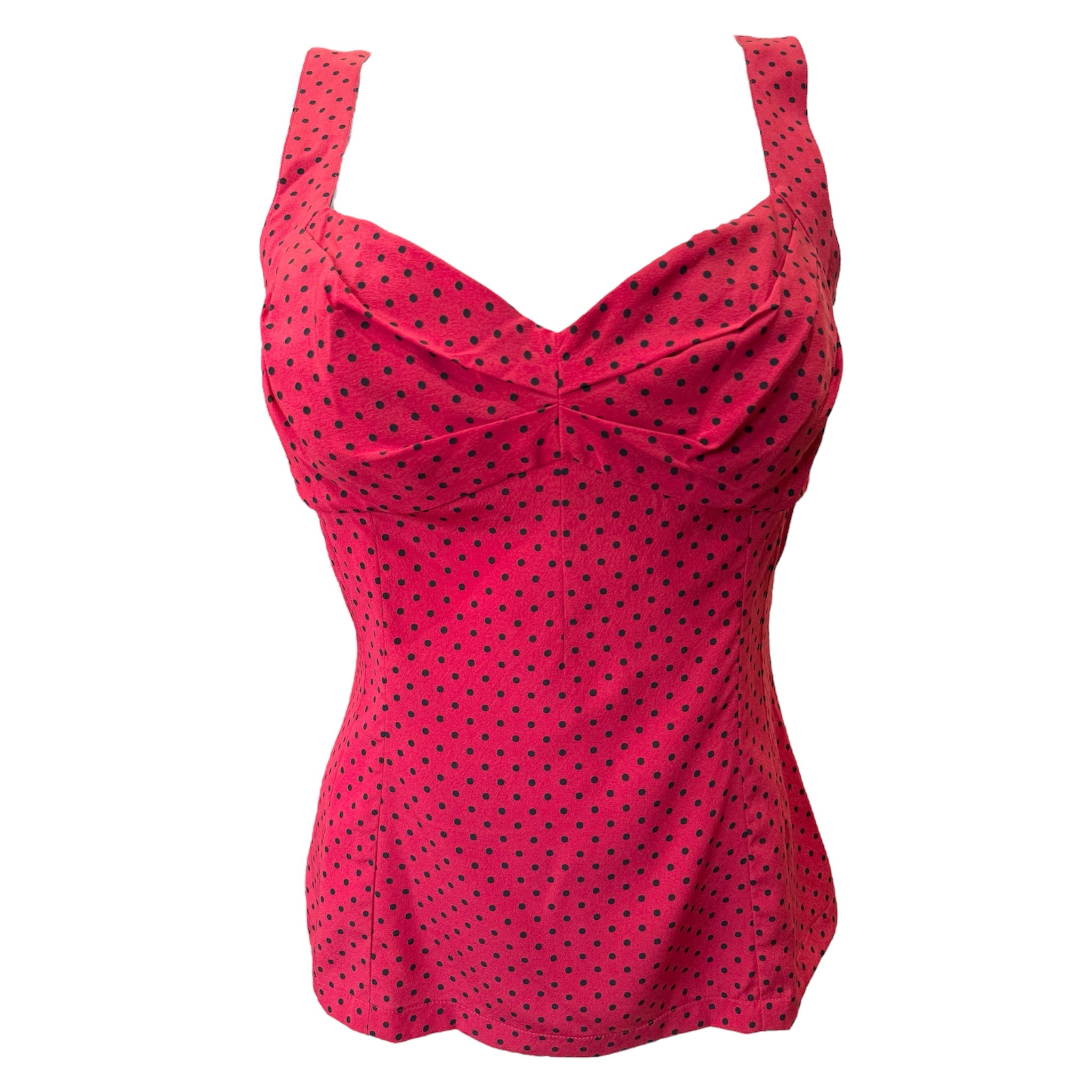 Dolce & Gabbana 2000's Red and Black Polka Dot Camisole Blouse