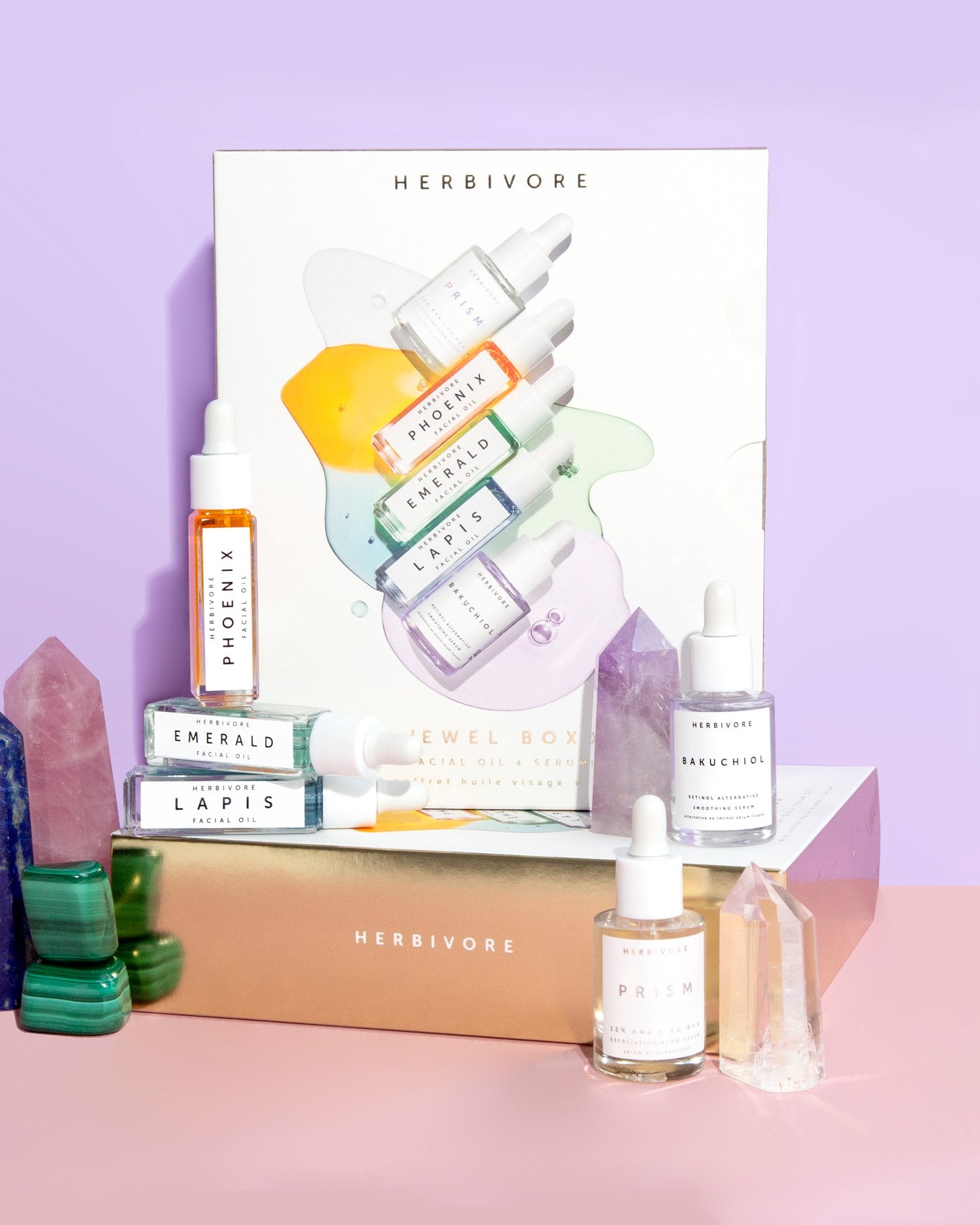 Jewel Box Mini Facial Oil + Serum Set by Herbivore Botanicals