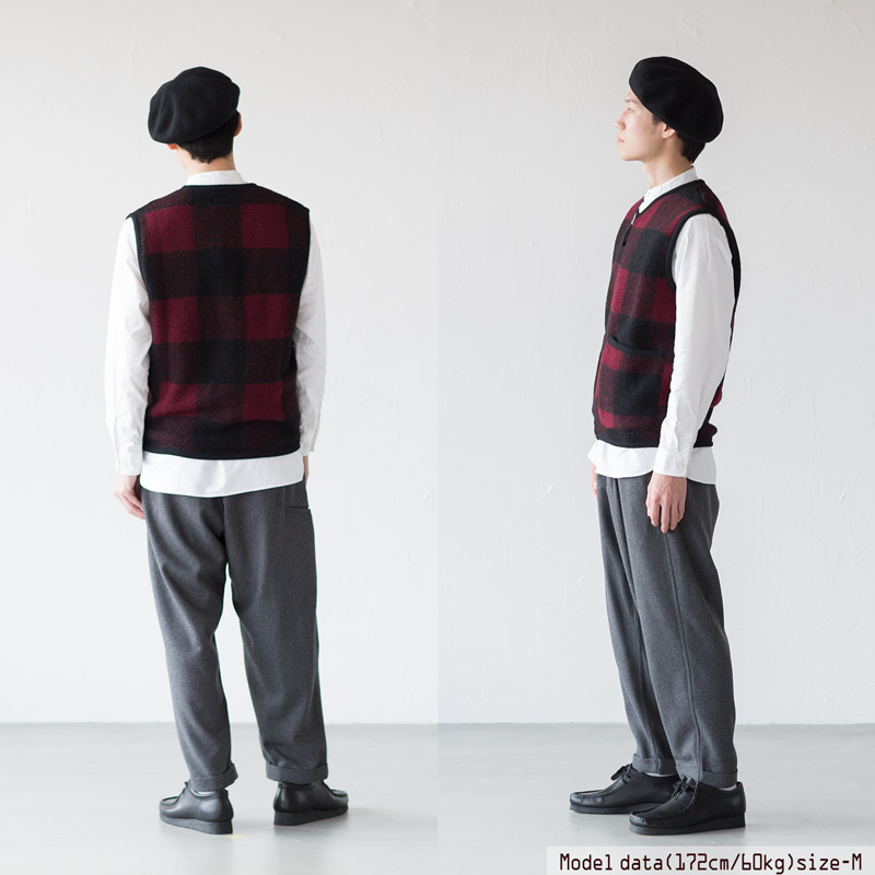 ユニバーサルワークス ベスト チェック ウールフリース 19699