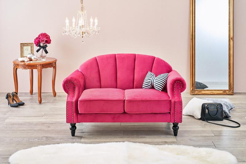 貝殻をモチーフにしたフェミニンな雰囲気の2人掛けソファ SHELL ピンク