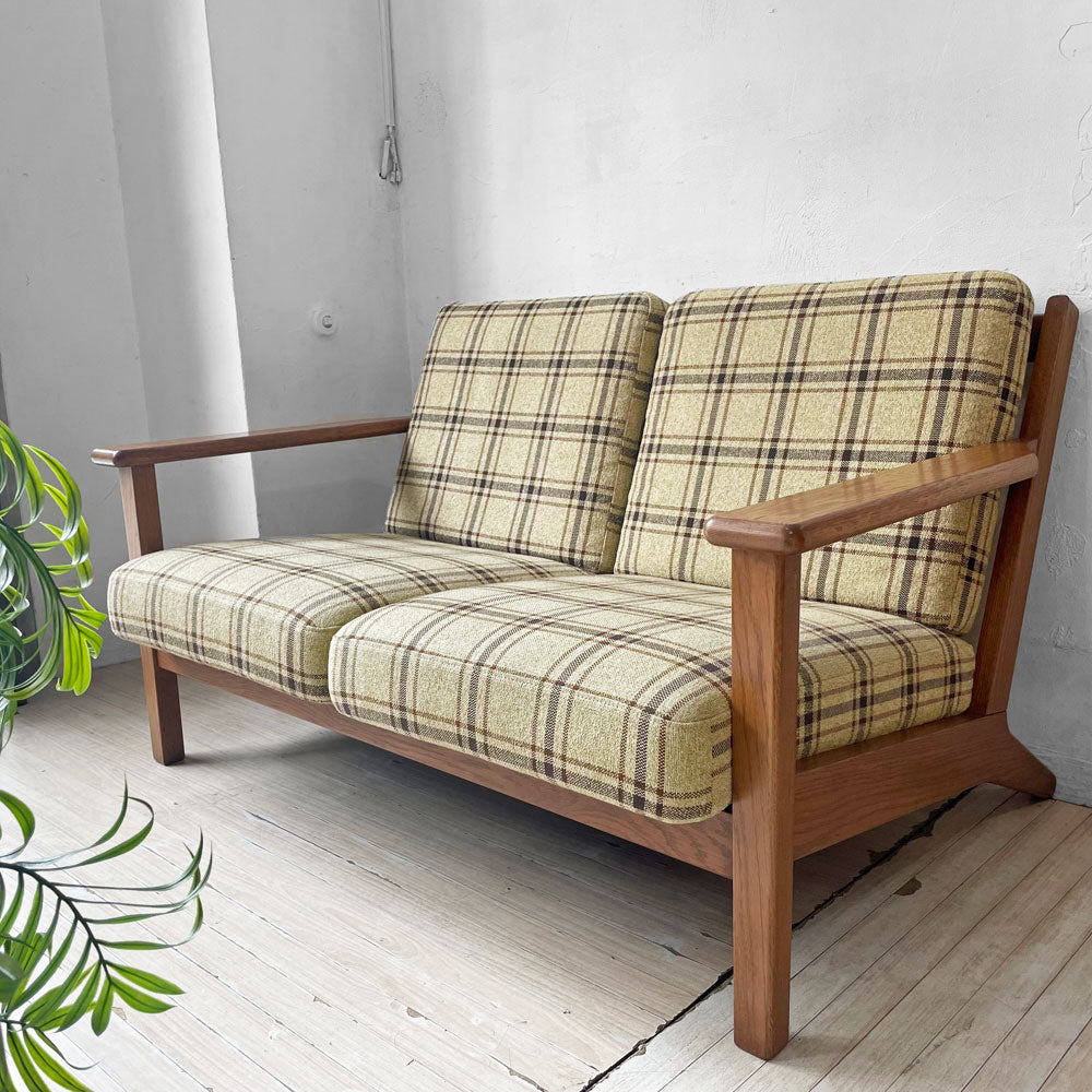 ウニコ unico ヴィスカ VISKA 2Pソファ 2人掛け オーク材 チェック柄