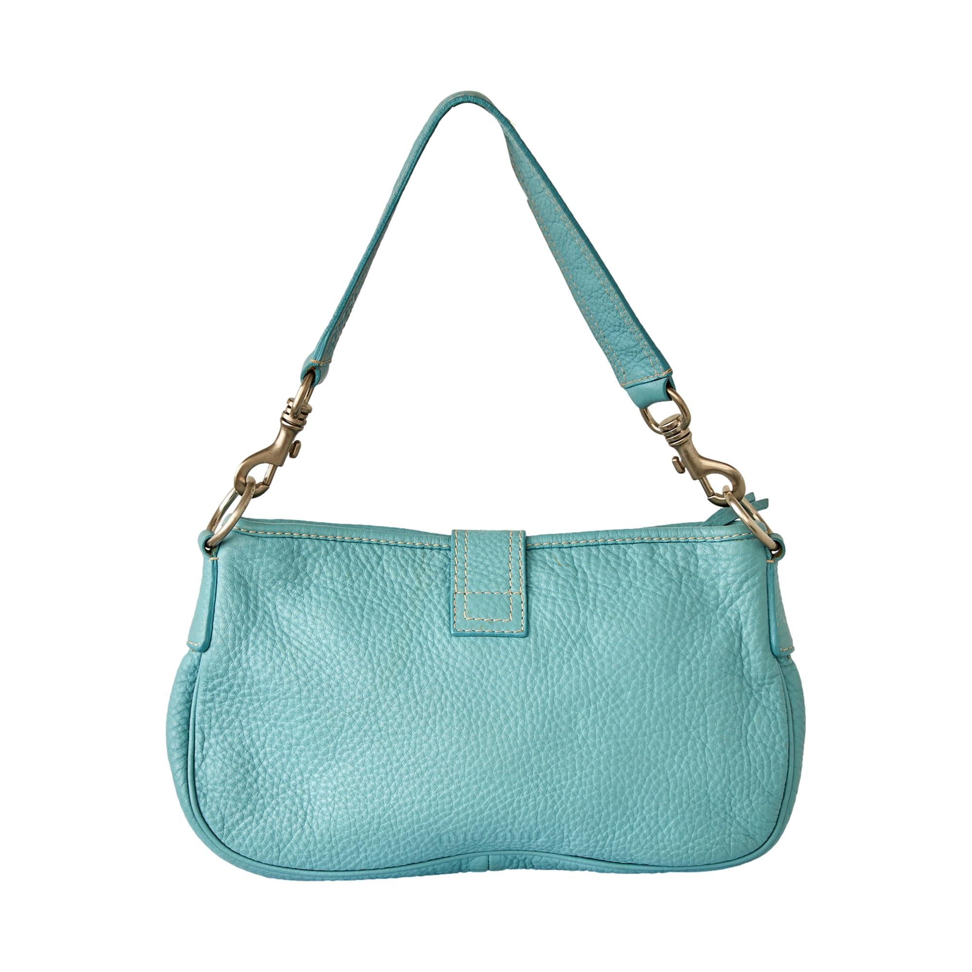 Miu Miu Baby Blue Pebbled Leather Shoulder Bag – Treasures of NYC