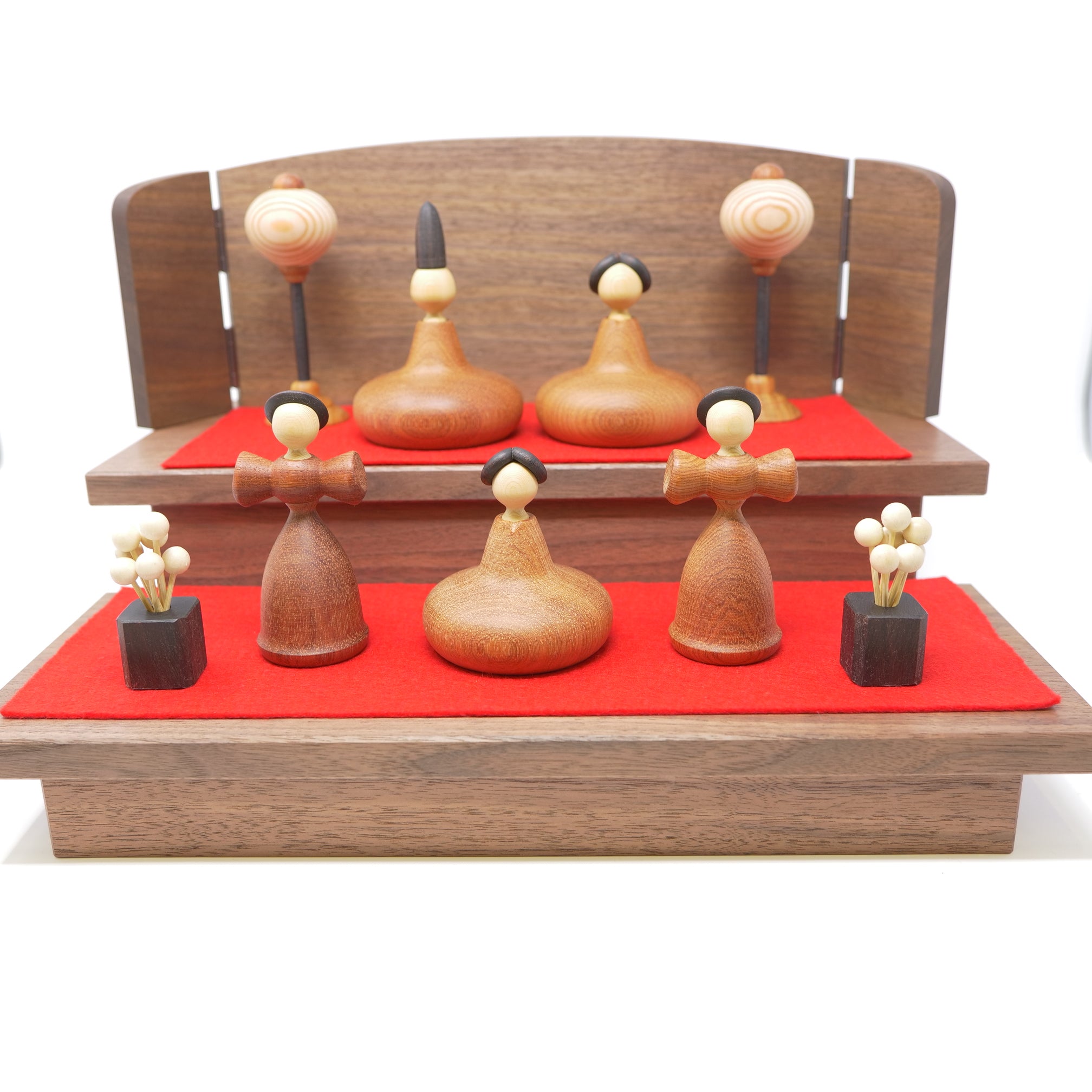 ろくろ細工の三浦木地 ：雛人形】ひな二段セット カリン（限定品