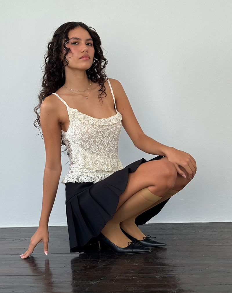 Ivory Lace Asymmetric Cami Top | Octavia – motelrocks-com-us