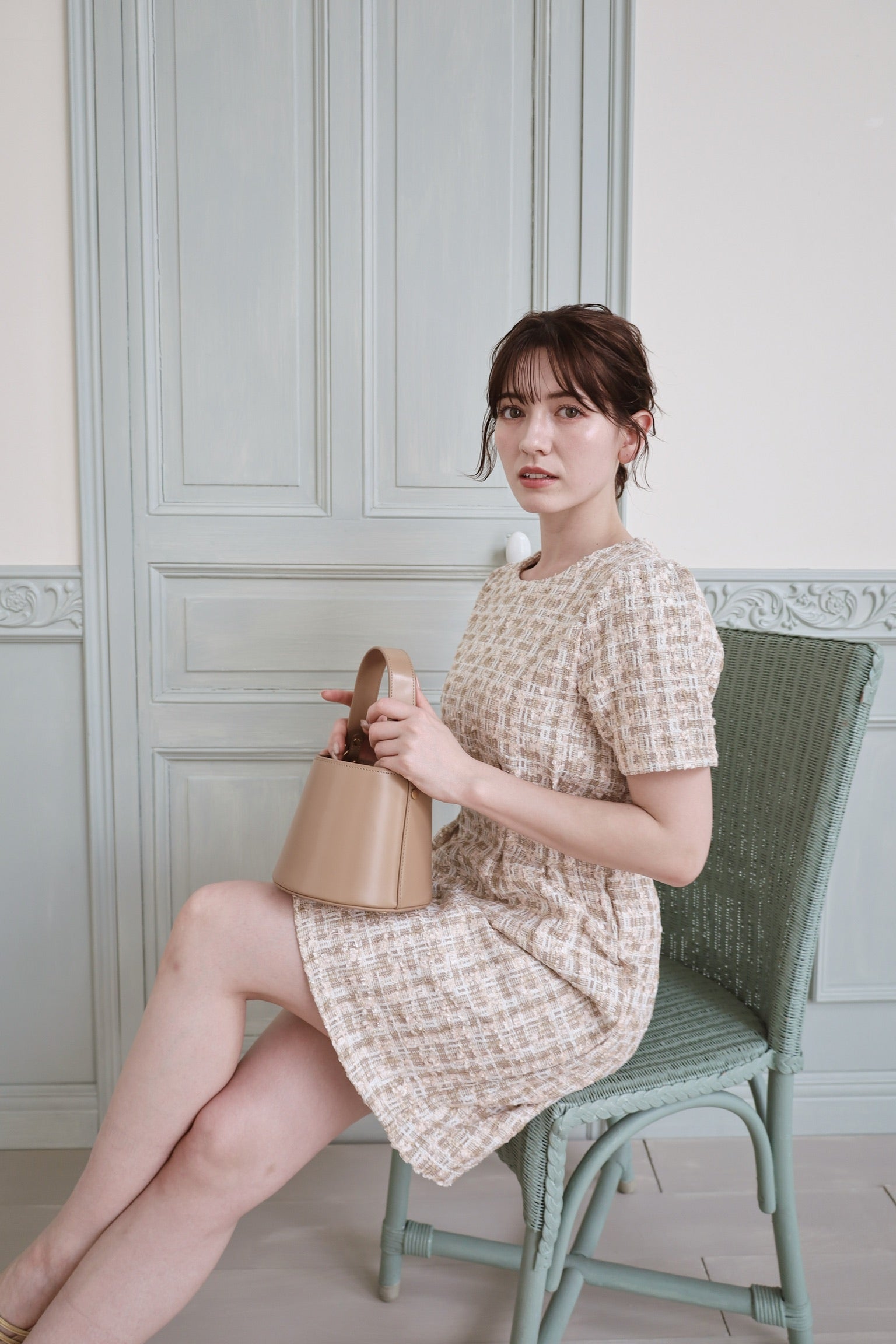 Tweed Puff Sleeve Mini One-Piece – VANON