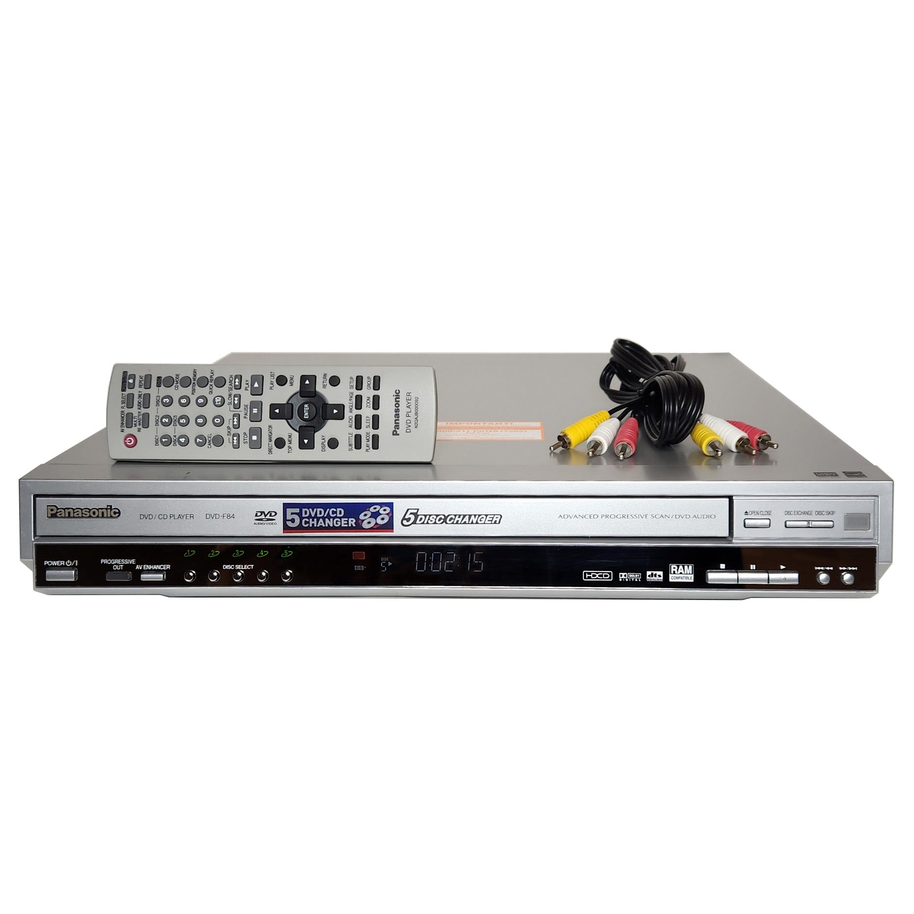 Panasonic DVD-F84 DVD/CD Player, 5 Disc Carousel Changer – VCR-DVD.com