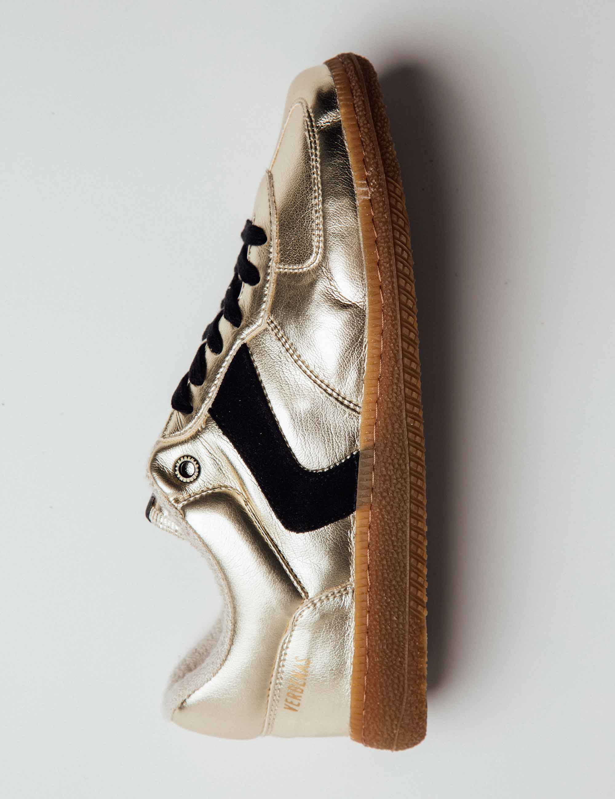 Sneakers Women Lame suede Gold Black | Verbenas