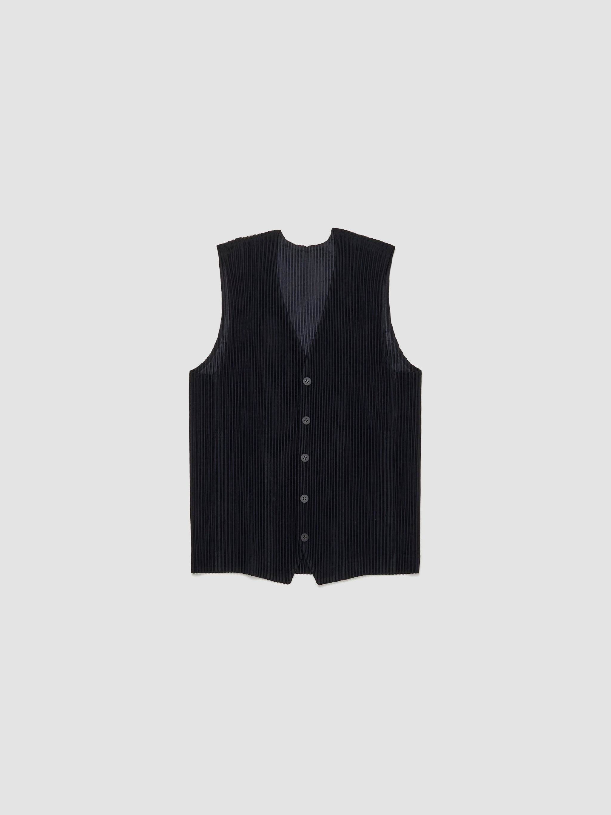 HOMME PLISSÉ Issey Miyake - Pleated Button Up Vest in Black