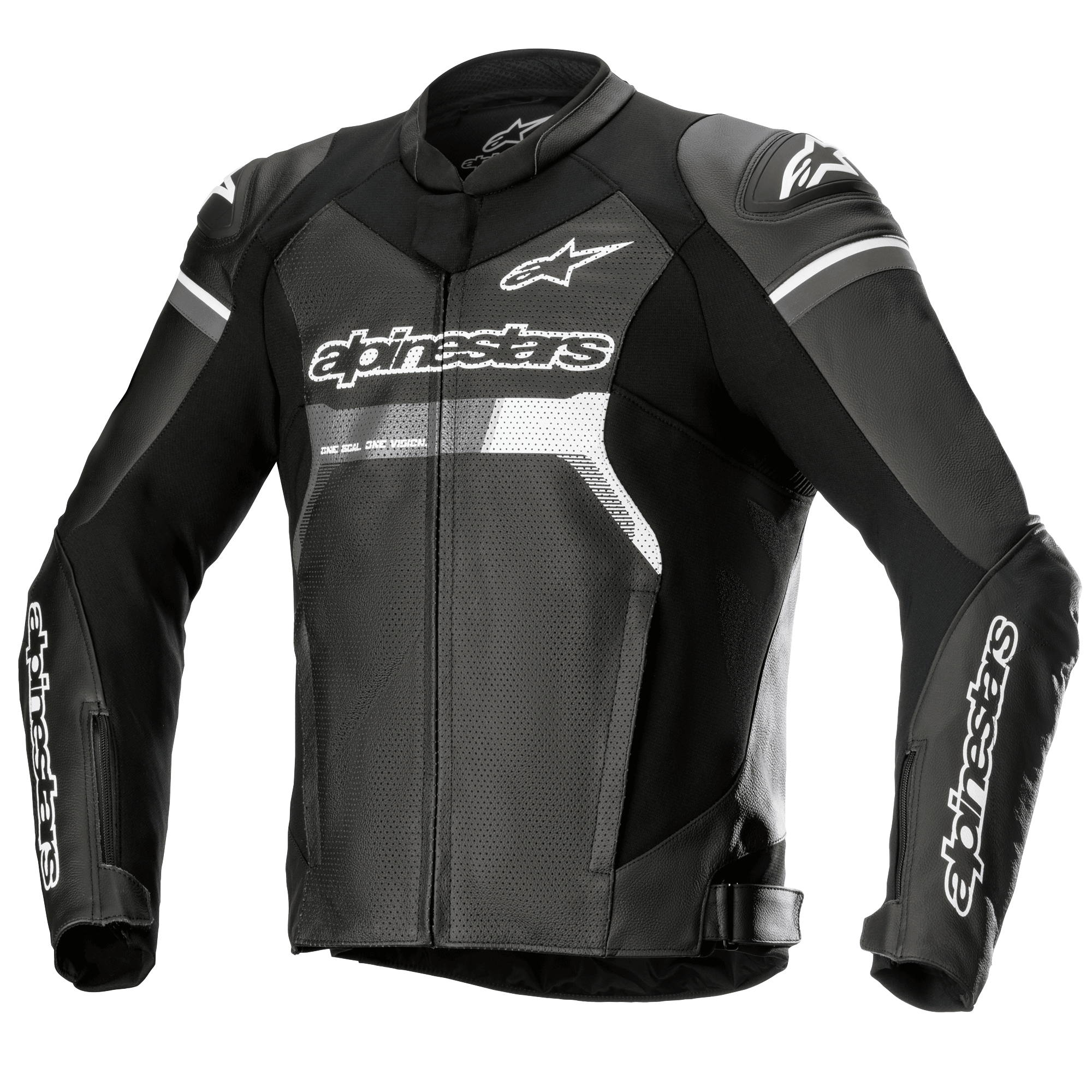 GP Force Airflow Leather - Black Motorcycle Jacket | Alpinestars®