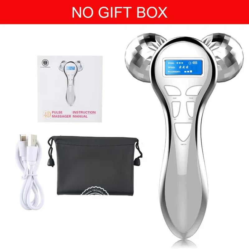 4D Microcurrent Facial Massager Roller Vibration Face Lifting