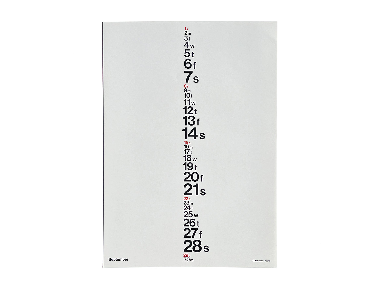 COMME des GARÇONS 1991 Calendar | PAGE SPREAD