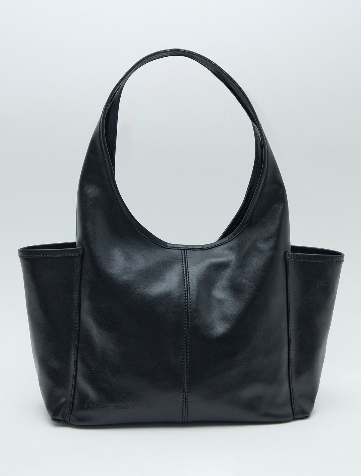 SAKURA II-Black soft, unlined bag with two exterior side pockets