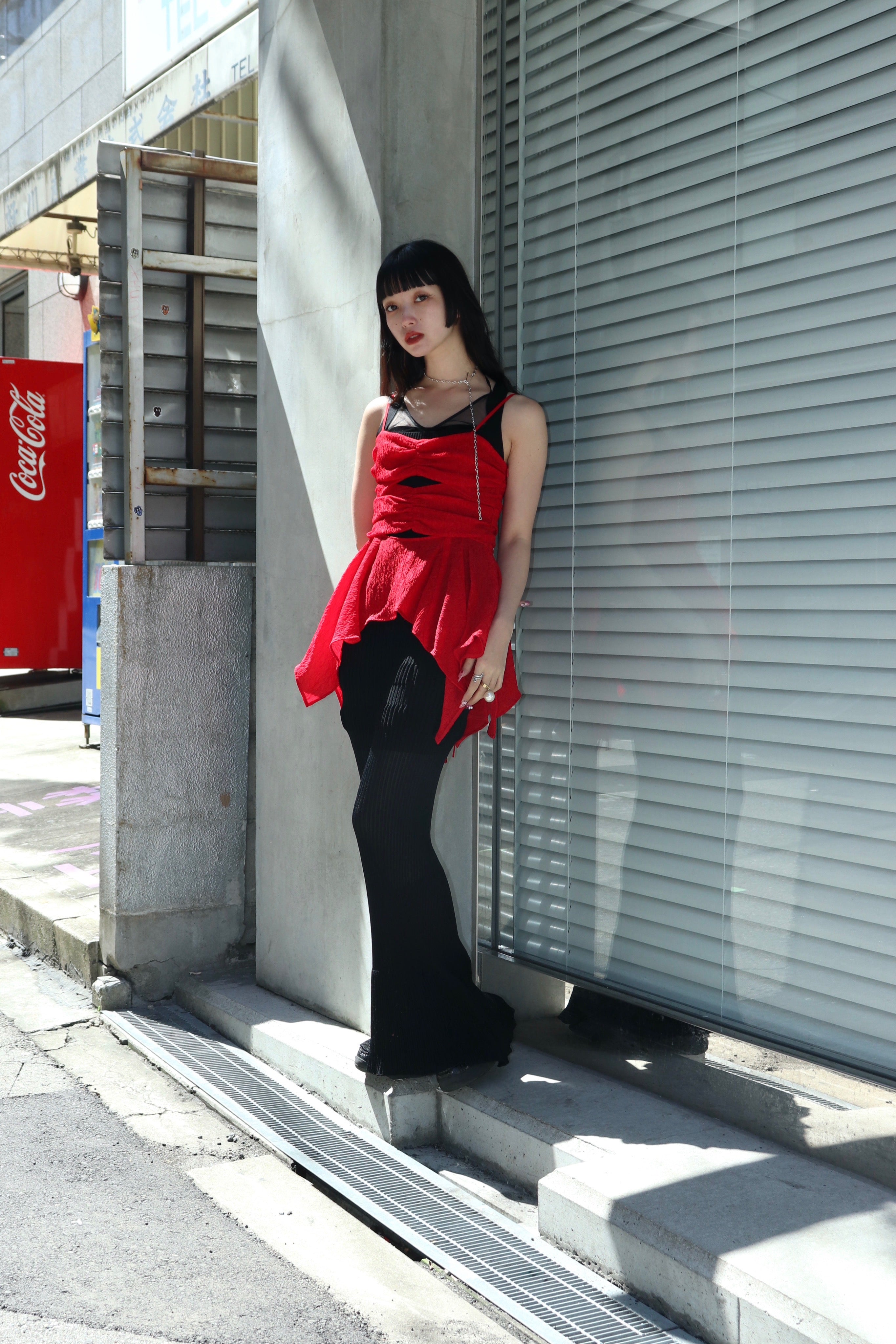 FETICO(フェティコ)のBOTANICAL JACQUARD CUTOUT CAMI TOP REDの通販