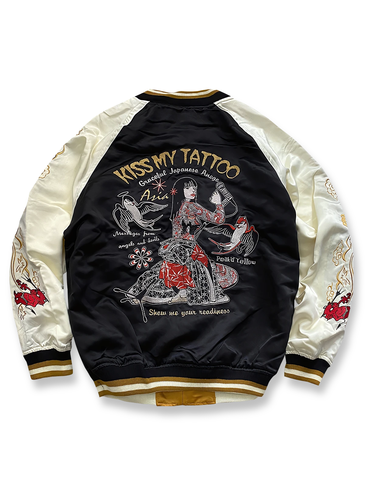 リバーシブル シルクタトゥーシンガー刺繍 スカジャン -PESSOA CLUB