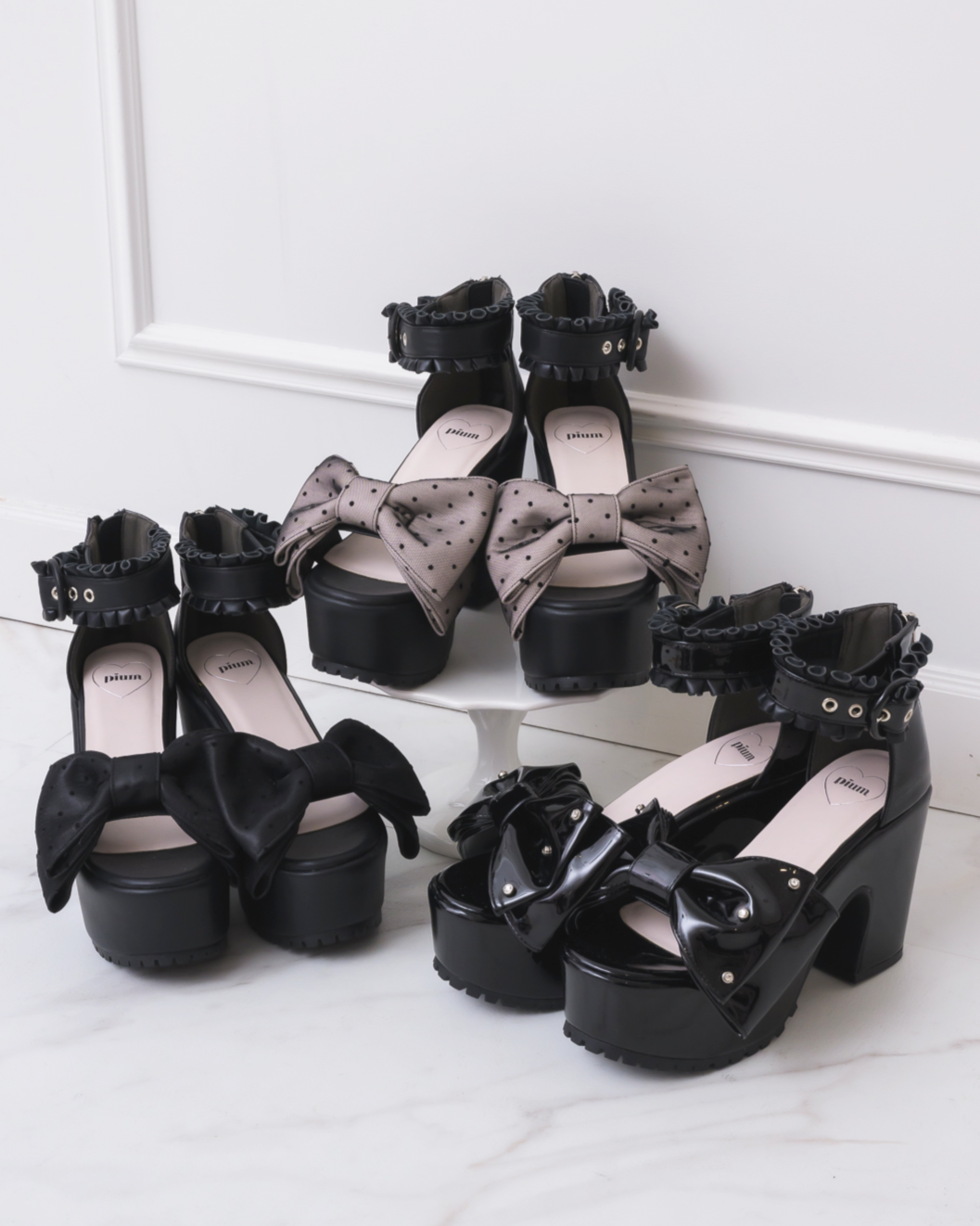 ボリュームリボンフリルベルトサンダル – pium