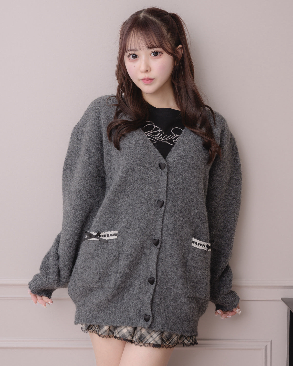 ハートボタンオーバーサイズカーディガン – pium