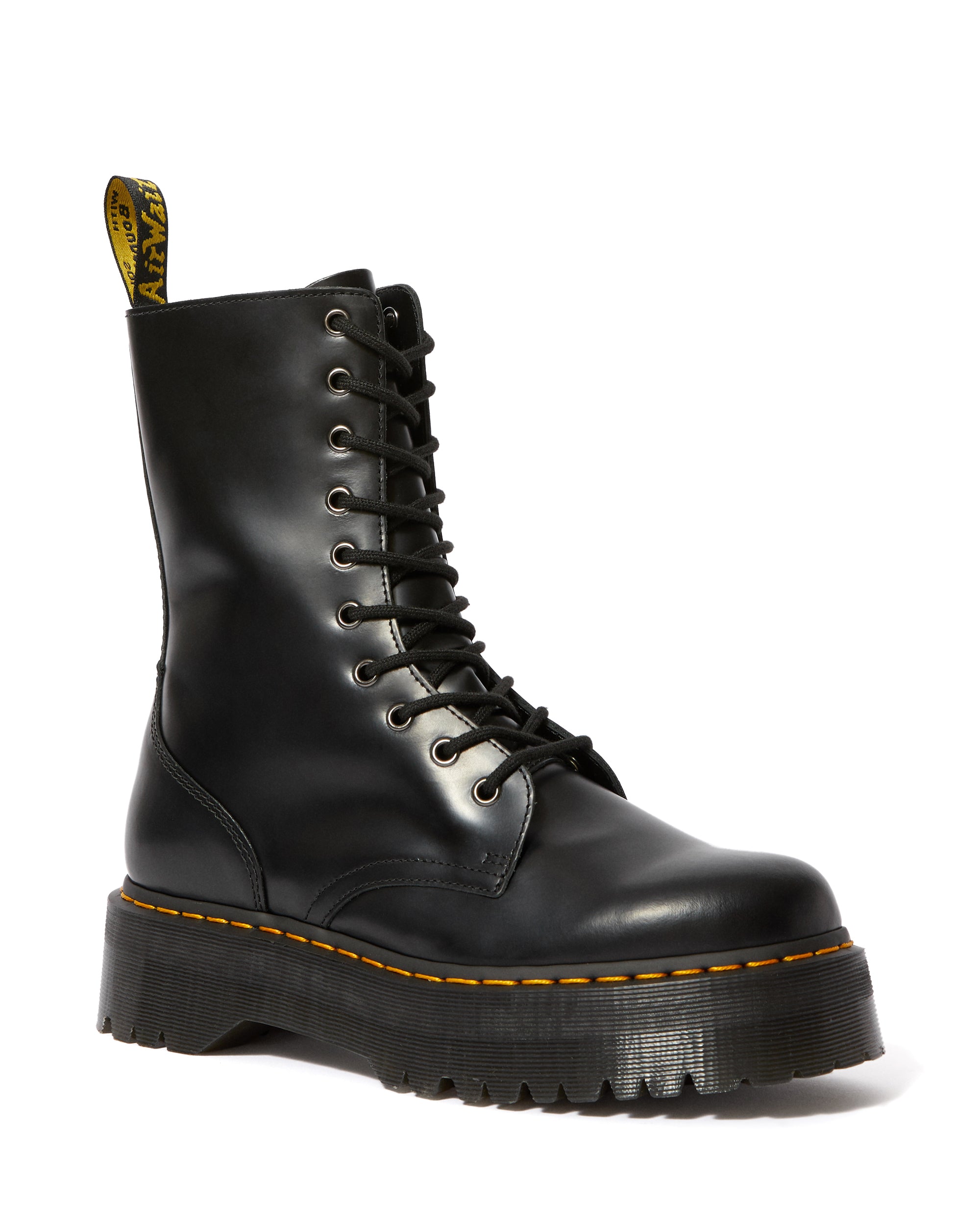 Jadon Hi Black Smooth Platform Boot – Posers Hollywood