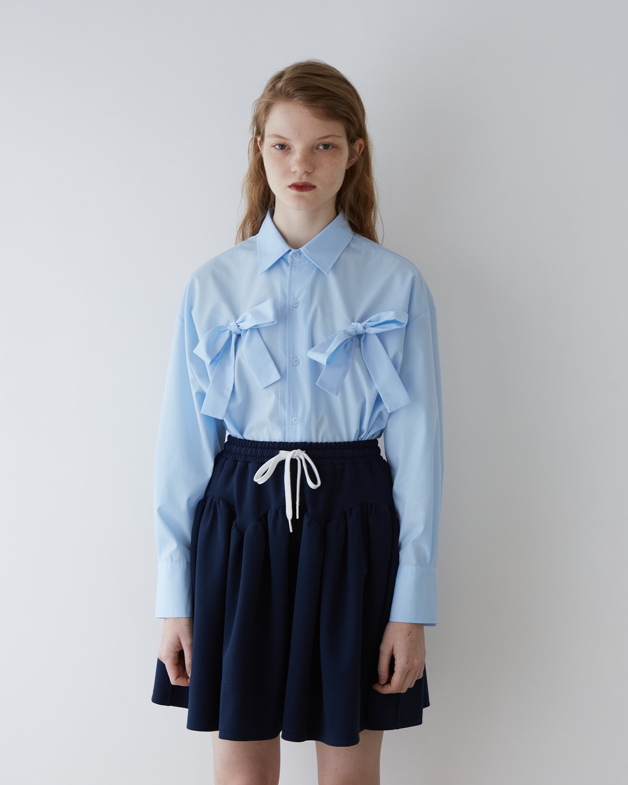 Double ribbon shirt (light blue)